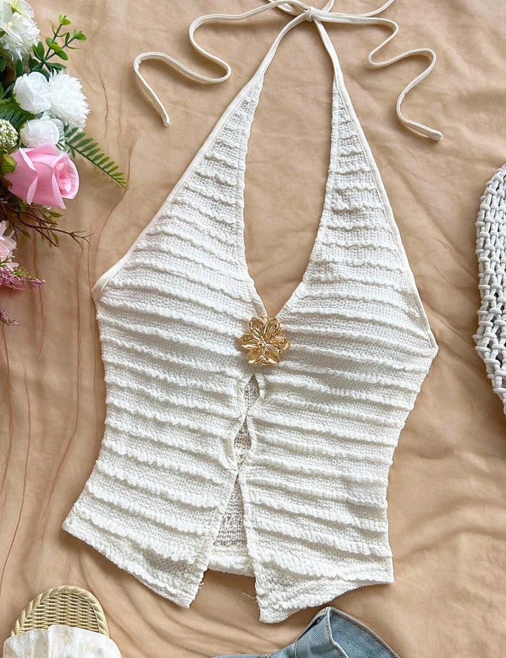 Shein top, krémszínű