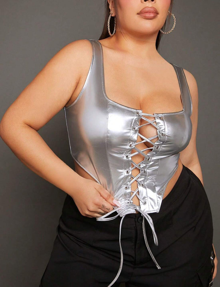 Shein Curve+ felső, ezüst