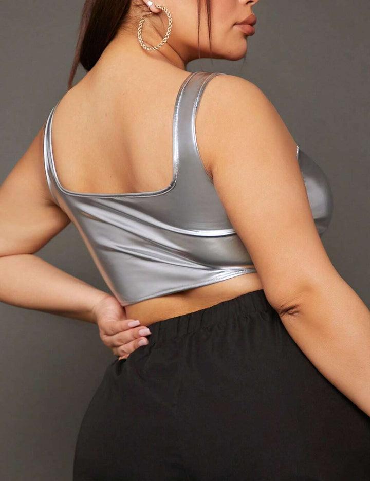 Shein Curve+ felső, ezüst