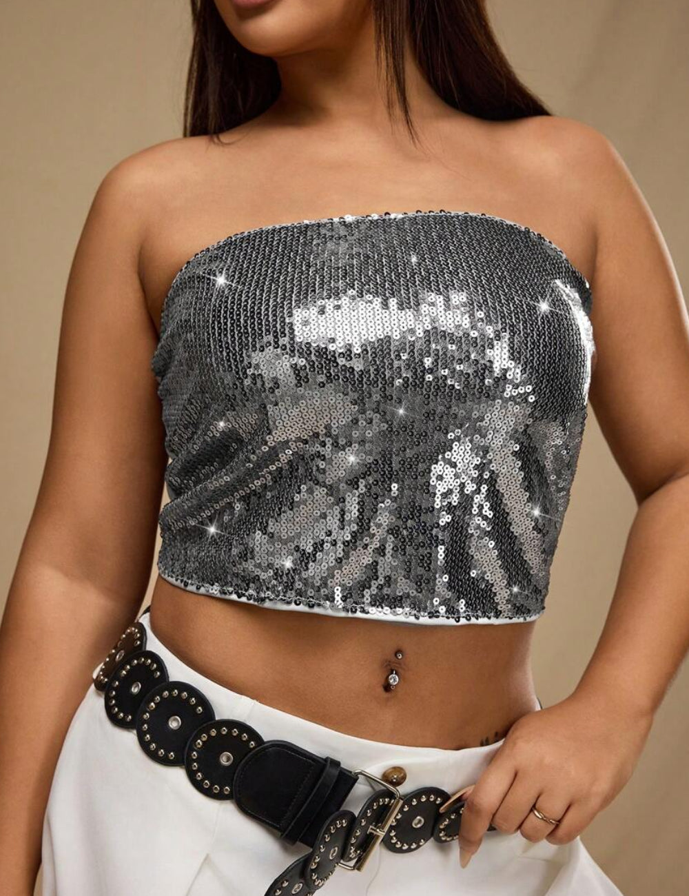 Shein Curve+ felső, ezüst