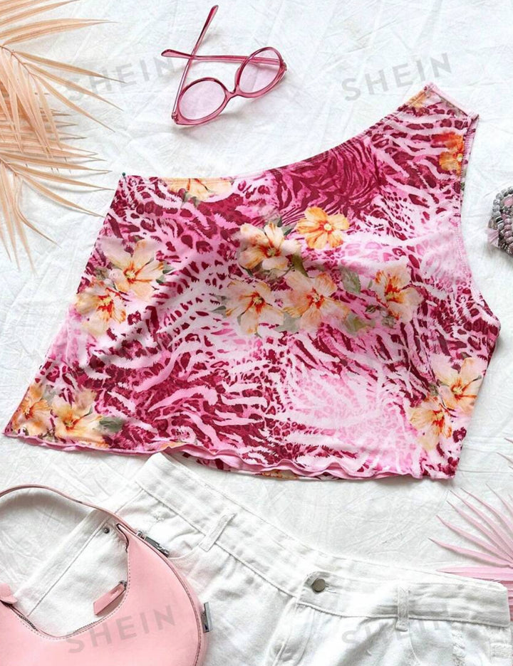 Shein Curve+ felső, rózsa
