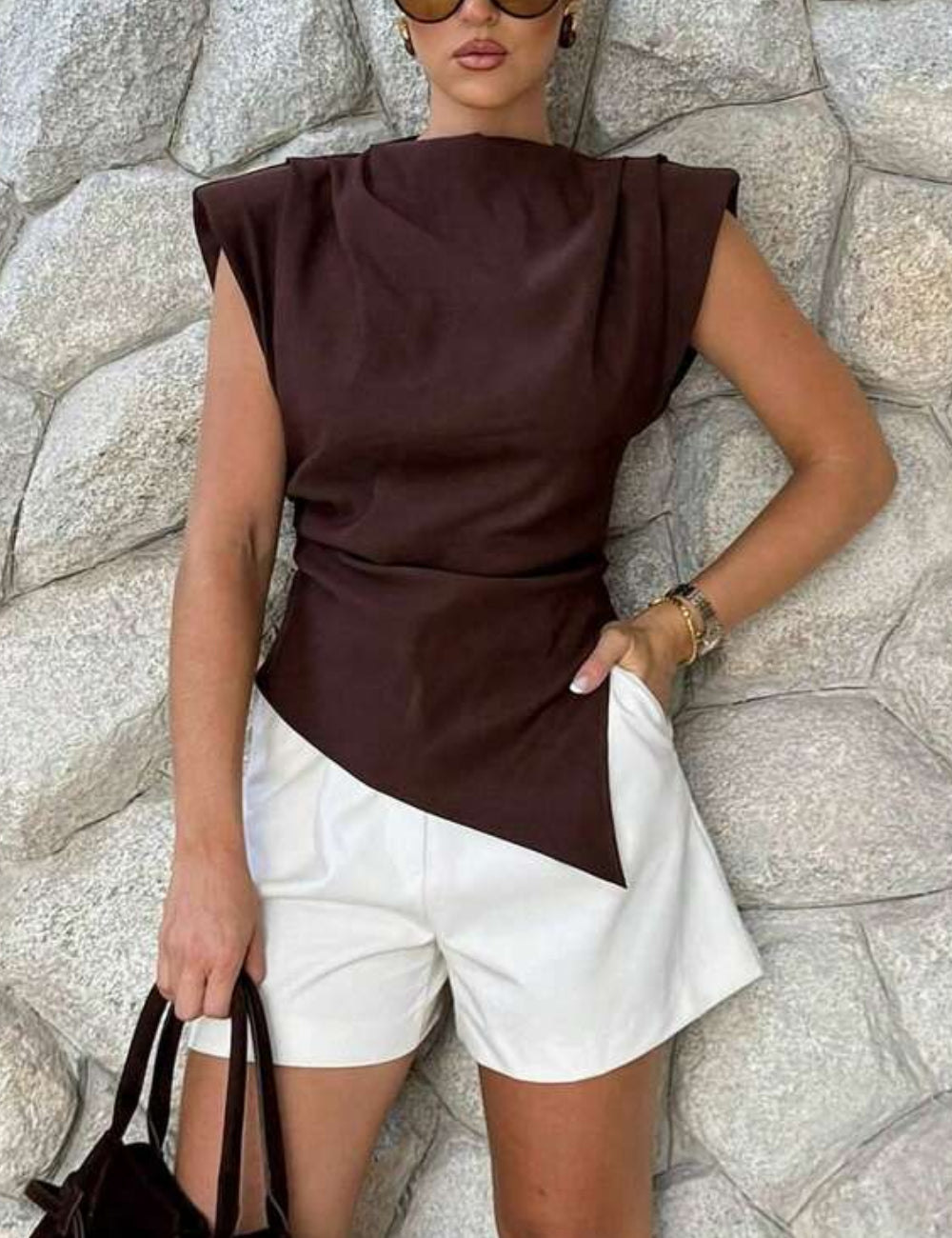 Shein top, barna