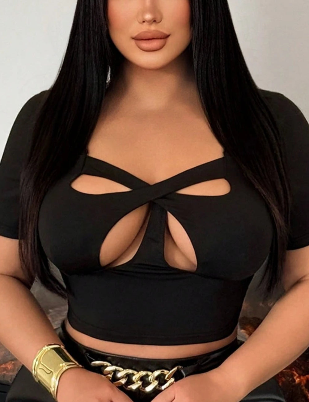 Top Shein Curve+, negru