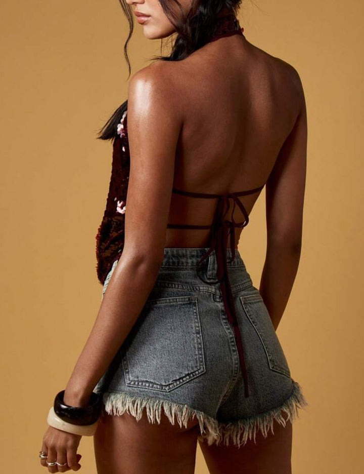 Shein Missguided top, bordó