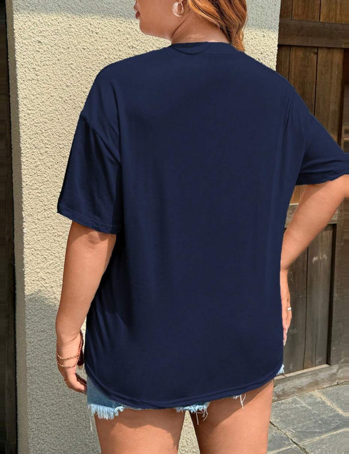 Shein Curve+ tengerészkék póló