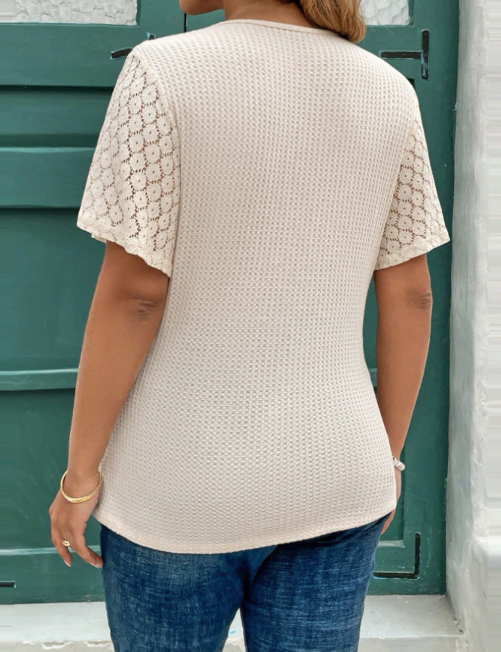 Tricou Shein Curve+, crem
