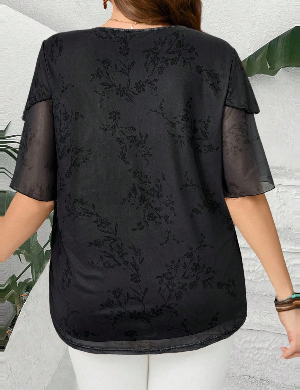 Shein Curve+ póló, szürke
