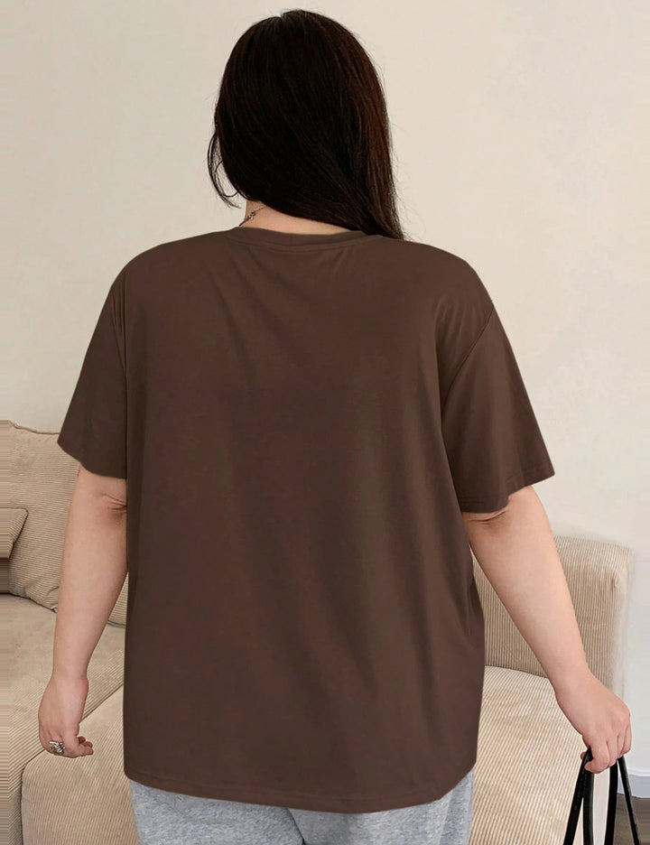 Shein Curve+ póló, barna