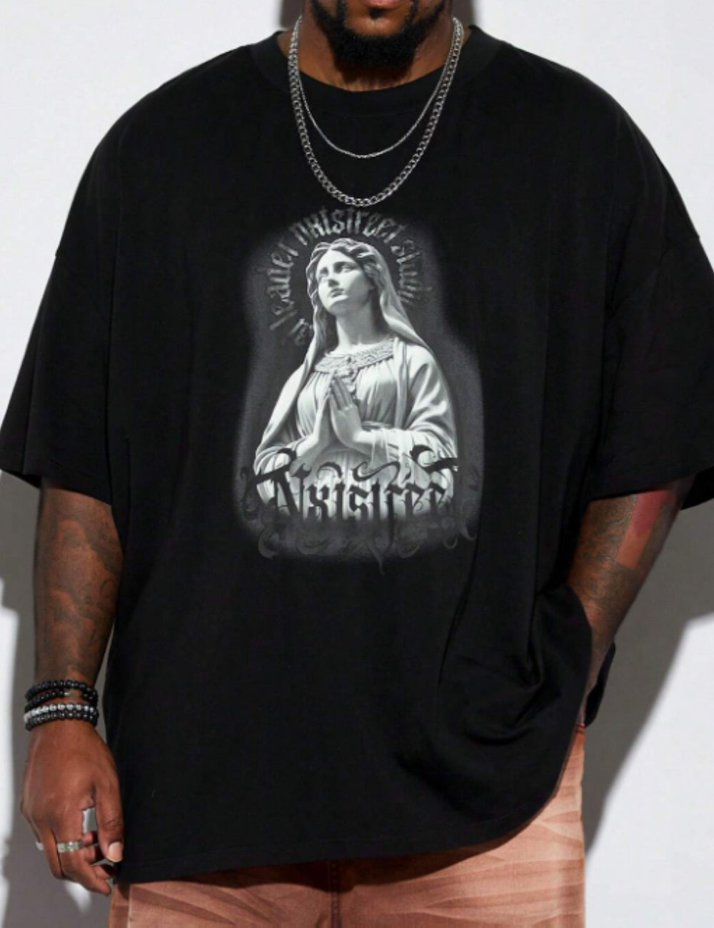 Shein MANFINITY póló, fekete