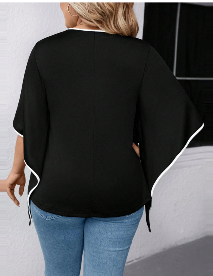 Shein Curve+ póló, fekete