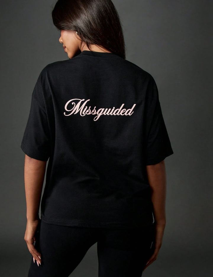 Shein Missguided fekete póló