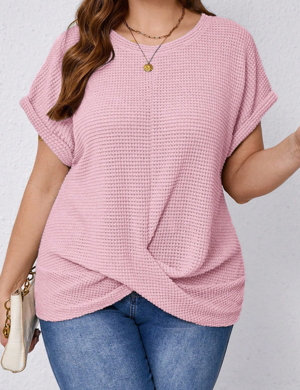 Shein Curve+ póló, rózsaszín