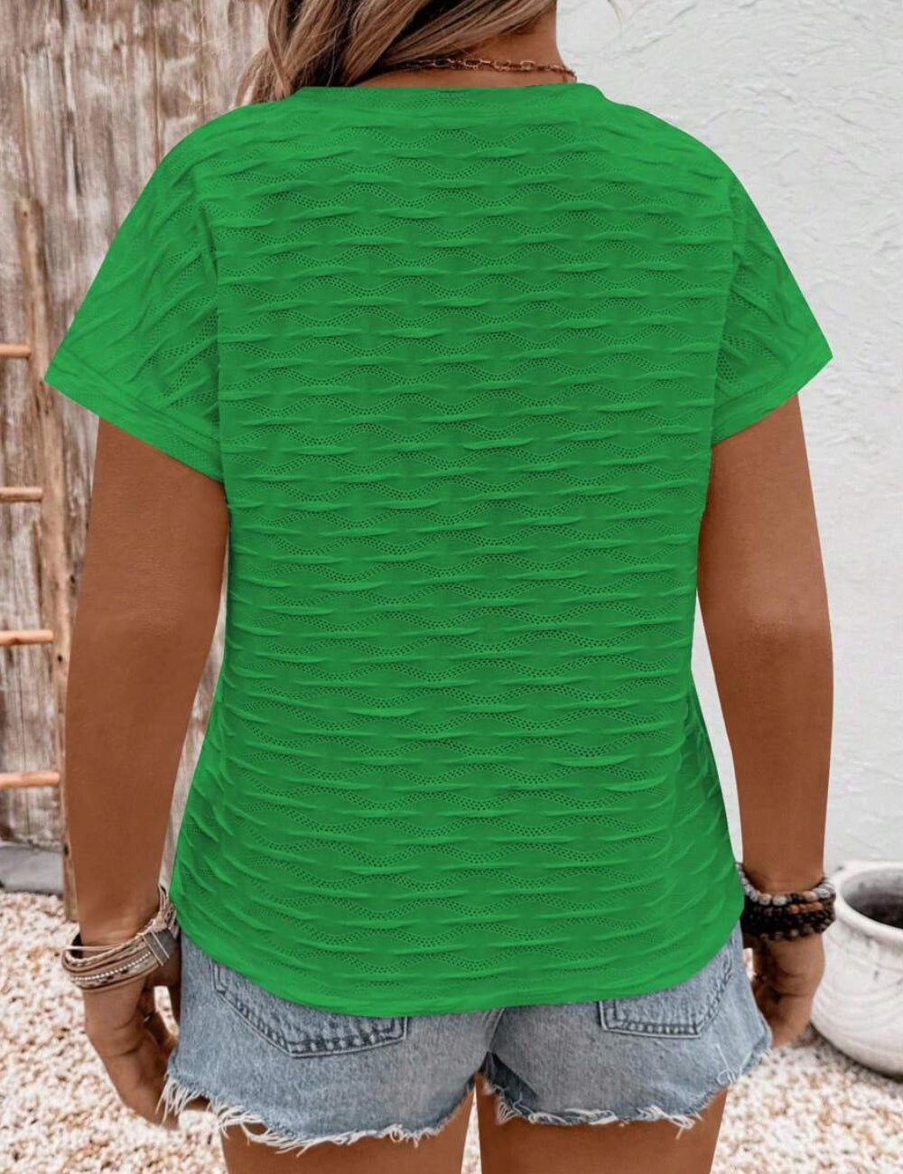 Shein Curve+ póló, zöld