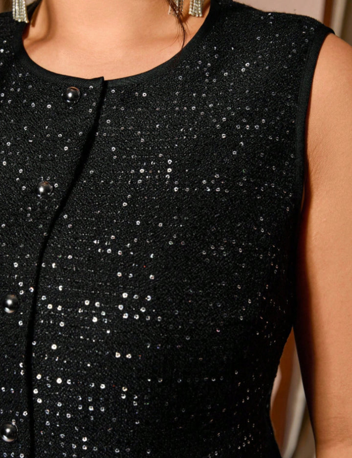 Shein Curve+ mellény, fekete